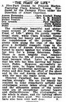 New York Dramatic Mirror review of The Feast of Life